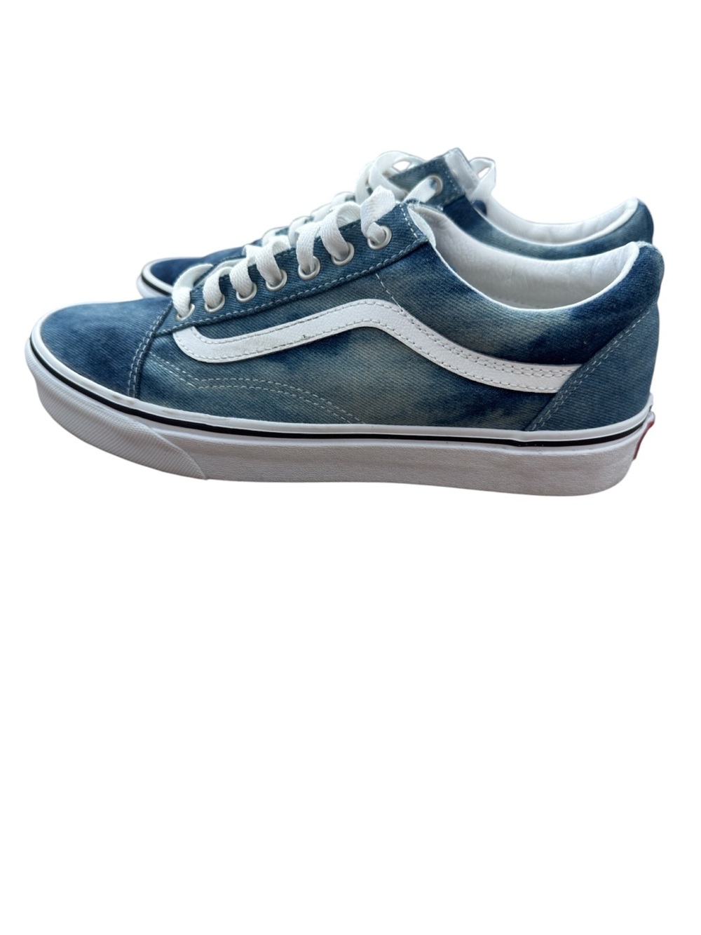 Vans Blue Canvas Old Skool Low-Top Sneakers with White Stripe